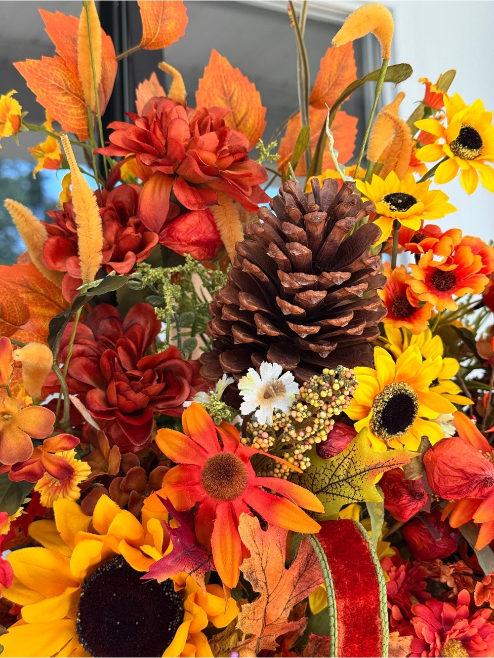 Autumn Rattan Basket Door Arrangement/Floral Arrangement - Picture 6 of 11